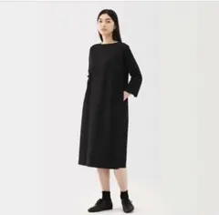 無印良品 婦人 二重編み七分袖ワンピース レディース BB2RZA5S 黒