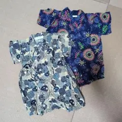 甚平 2点セット 花柄 幾何学模様