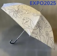 ミャクミャク　晴雨兼用傘　グレー×青ドット　1級遮光生地使用　ジャンプ式長傘のサムネイル