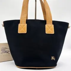 極美品♡ バーバリーブルーレーベル レザー キャンバス ハンドバッグ ホース