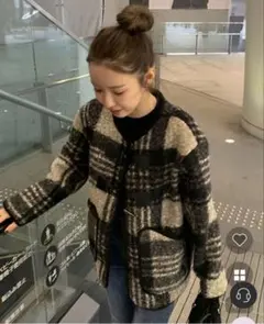 nugu ヌグCANIE ダッフルボタンチェックジャケット