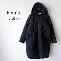 【エマテイラー】2wayキルティングロングコート 38 黒 ボアライナー フード
