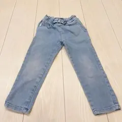 ウエストゴム　ライトブルー　デニムパンツ リボン付き　110cm