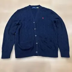 ラルフローレン　メンズ　ケーブルニットカーディガン　サイズM ネイビー