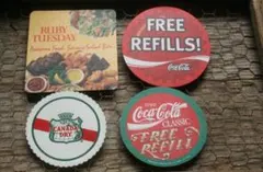 【激レア】アメリカ製 コカコーラ 紙のコースター４枚セット ビンテージ レトロ