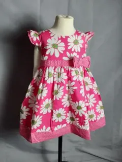 新品　ピンク　花柄　リボン　ドット　海外子供服　ドレス　ワンピース