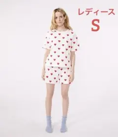 プチバトー 新品 未使用 タグ付き レディース S 半袖 パジャマ ハート