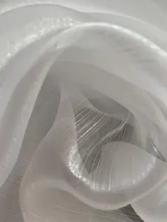 レア生地　お買い得　光沢が美しいボーダー柄が魅力のオフホワイトのオーガンジー