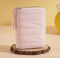 【新品】お札も入るカードケース ピンク キルティング加工 ミニ財布 全6色