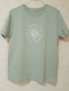 フラワープリント 半袖Tシャツ ライトグリーン Lのサムネイル