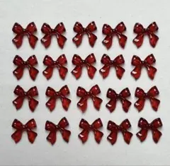 【まとめ割あり♡】ネイルパーツ　20個　リボン　クリア　レッド　赤