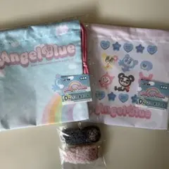 エンジェルブルー　巾着　ボアヘアクリップ