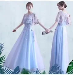 エレガントな水色の刺繍入りドレス