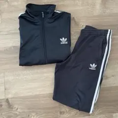 adidas 黒 ジップアップジャケット　ズボン　セットアップ