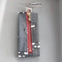 ハンドメイド マチ付き マルチポーチ カラビナ金具付き ミニポーチ お散歩⑰