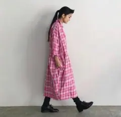 イチアンティークス︎♥︎リネンチェックシャツワンピース