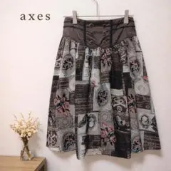 axes femme スカート M ブラウン 総柄 花柄 膝丈 ガーリー