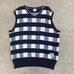 ルコックスポルティフ ゴルフ ニットベスト サイズLL チェック柄 メンズ