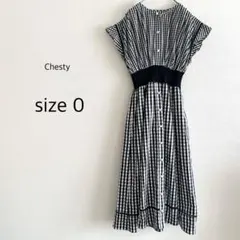 【Chesty】 ウエストリブシャツワンピース ギンガムチェック 半袖 ロング