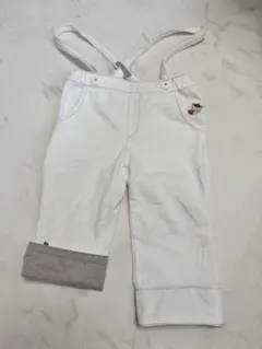 ファミリア　美品　ホワイトサスペンダーパンツ 90 くまちゃん　現行品