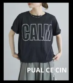 PUAL CE CIN 25ss コットンナイロンシアーロゴTシャツ ネイビーのサムネイル