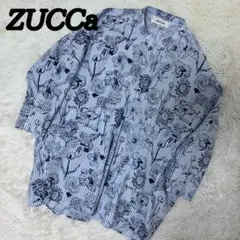 zucca ズッカ　ノーカラーシャツ　花ストライプ　沖縄ミラクルくんコラボ　Mのサムネイル
