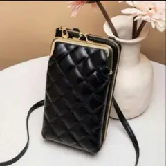 スマホショルダーバッグ ショルダーバッグ お財布 スマホポーチ ブラック 黒
