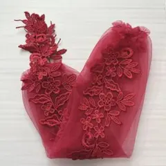 【新品】ウェディンググローブ ダークレッド レース フィンガーレス 結婚式