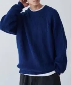 本日限り　【アンチピリングニット】アゼ編みカラーニットプルオーバー　コーエン