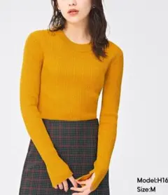 gu ミニケーブルクロップドセーター　М