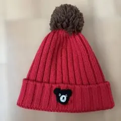 DOUBLE.B 赤いニット帽 クマ刺繍