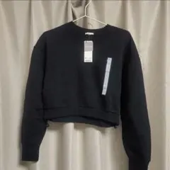 ヘビーウェイトスウェットドローストリングプルオーバー　ショート丈　黒