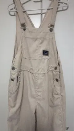 ベージュ コーデュロイ オーバーオール