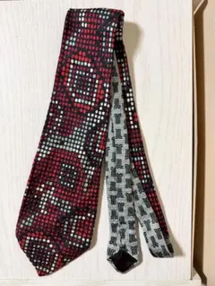 LANVIN ネクタイ ドット柄 レッド系 シルク