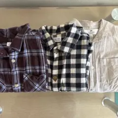ZARA、H＆M長袖シャツ3点セット（チェック・無地）