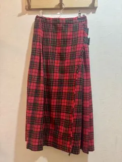 リブインコンフォート チェック柄ロングスカート
