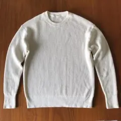 無印良品　ワッフル クルーネック長袖シャツ　ホワイト　S