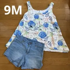 水着の上に着る ショートパンツ フレアトップス セット 9M マリン 体型カバーのサムネイル