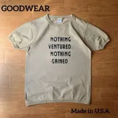 USA製 GOODWEAR 染み込みプリント リブTシャツ Mサイズ