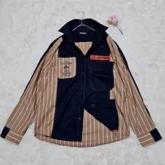 未使用級♥ アヴィレックス【M】リメイク ストライプ ミリタリーシャツ 長袖のサムネイル