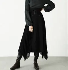 シフォンプリーツアシンメトリーハイウエストスカート