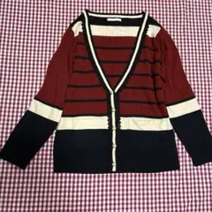 美品　axes femmeアクシーズ　 ストライプ Vネック カーディガン