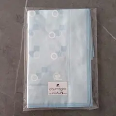 courrèges グレージュ　幾何学模様 ハンカチ 水色