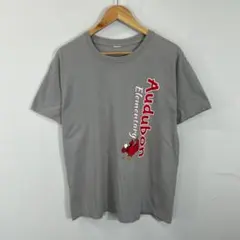 Audubon Elementary プリント Tシャツ グレー 半袖 古着