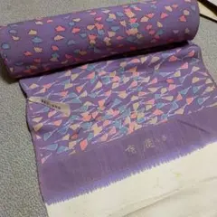 京鹿の子 着物反物 薄紫扇模様