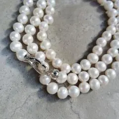 ラ*ス様 本真珠　バロックパールロングネックレス　全長113cm　美品　オールノ