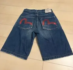 EVISU エヴィス デニム ハーフパンツ カモメ 赤ペイント 32