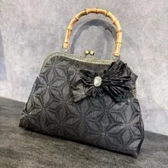 新作　和の心シリーズ　伝統工芸本場大島紬　洗練された大きめバンブーつまみ細工