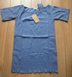 新品 ラットエフェクト ワンショルダーリブTシャツ ネイビー 160 女の子のサムネイル
