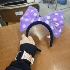 ミニーマウス 紫色リボンカチューシャ